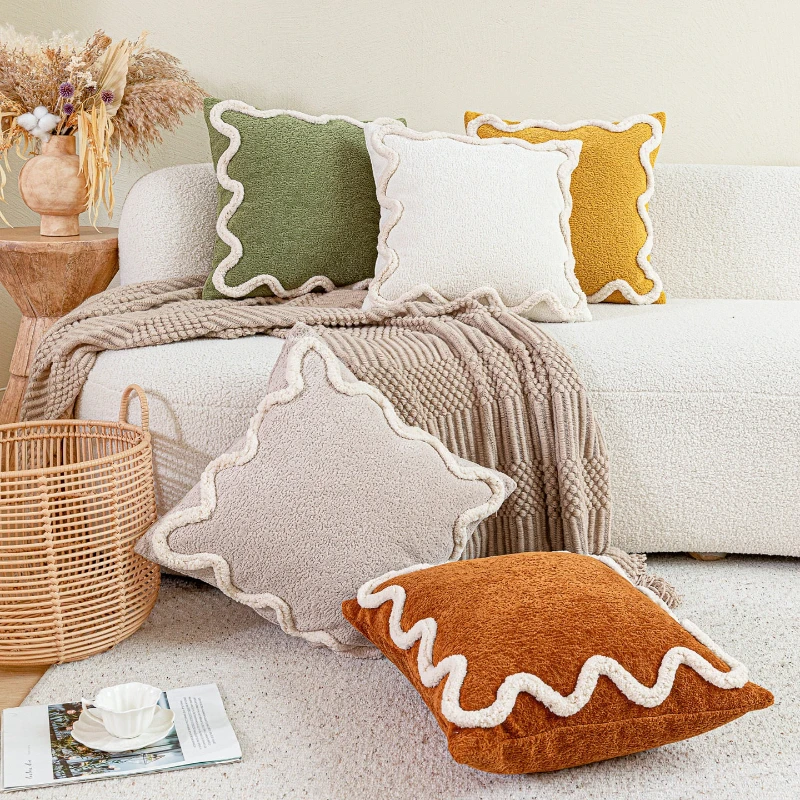 45X45CM Colored Throw Pillow Cover Beige Green Simple Stamping Waist Cushion Cover Decor Home Decorative Pillowcase 2026