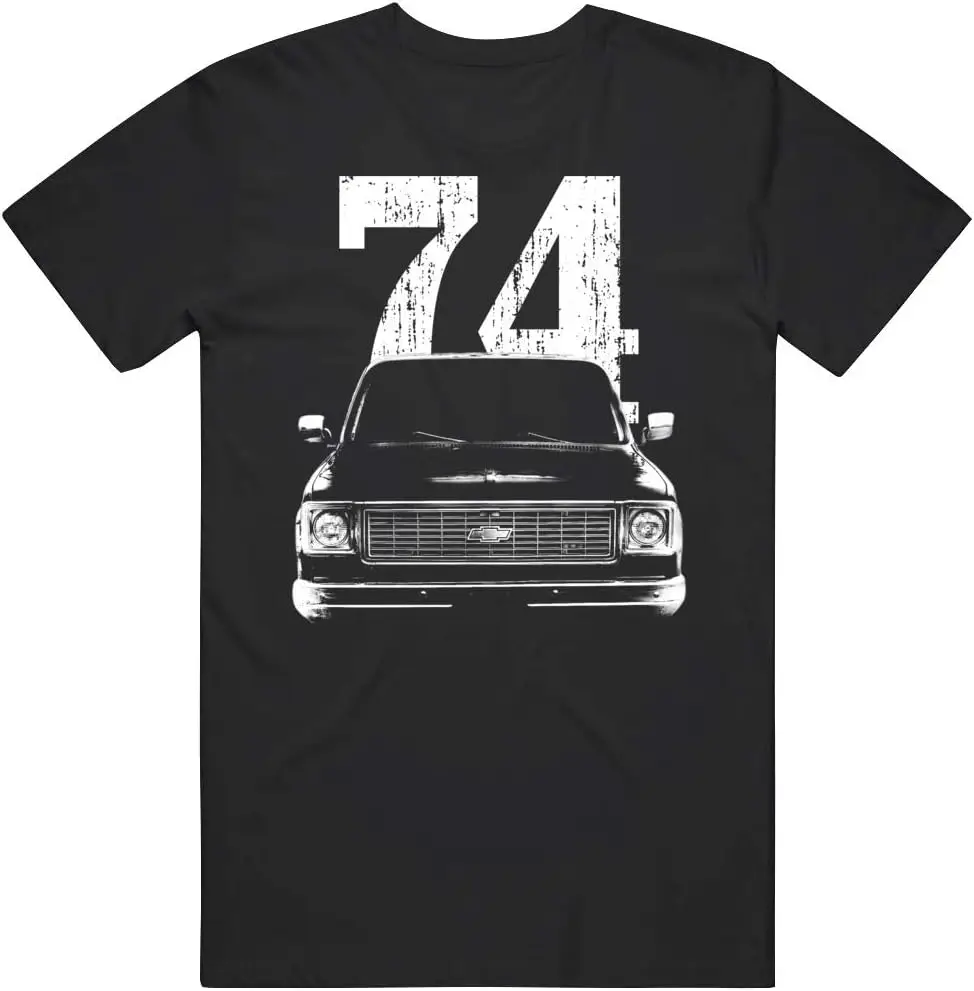 PurpleMonkeyTees 1974 C10 Pickup Truck Front Grill View with Year T Shirt