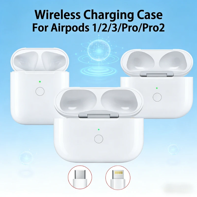 Nouvel étui de chargement sans fil USB-C 2026 pour AirPods Pro 1/2/3 Gen - Boîtier de remplacement à chargement rapide avec affichage LED de l'alimentation