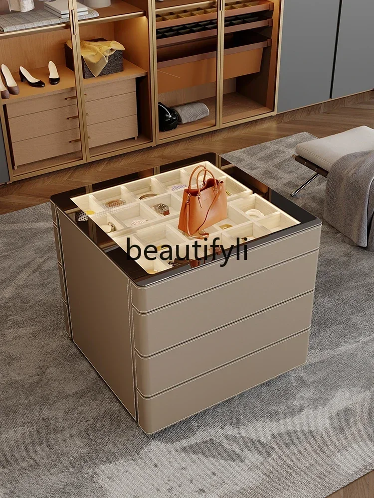

LJYHousehold Multifunctional Glass Storage Cabinet Jewelry Display Cabinet Bedroom Locker