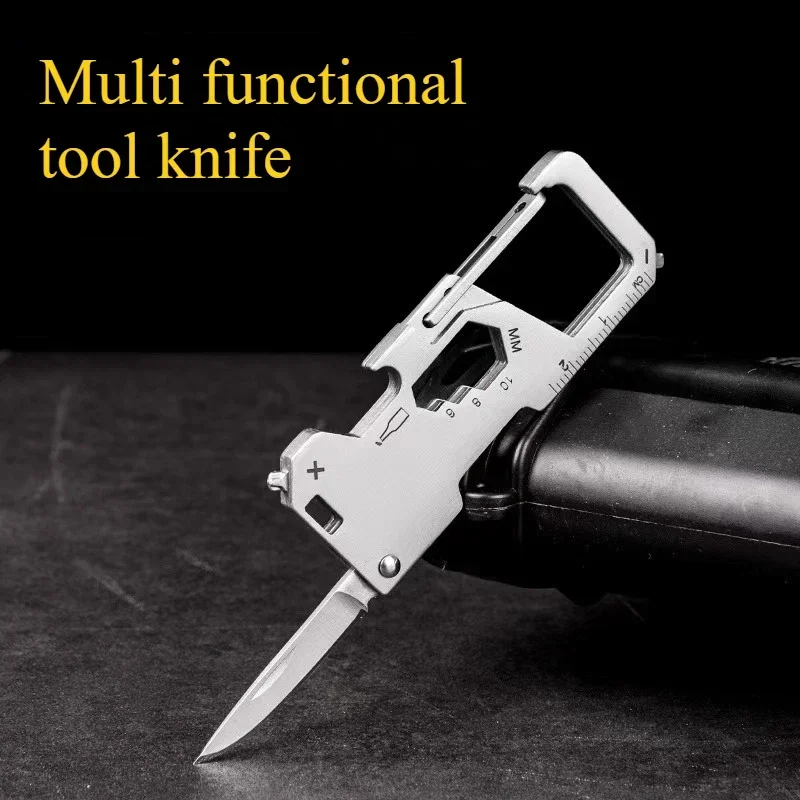 Outdoor stainless steel multifunctional tool knife, portable unboxing and portable kitchen keychain knife