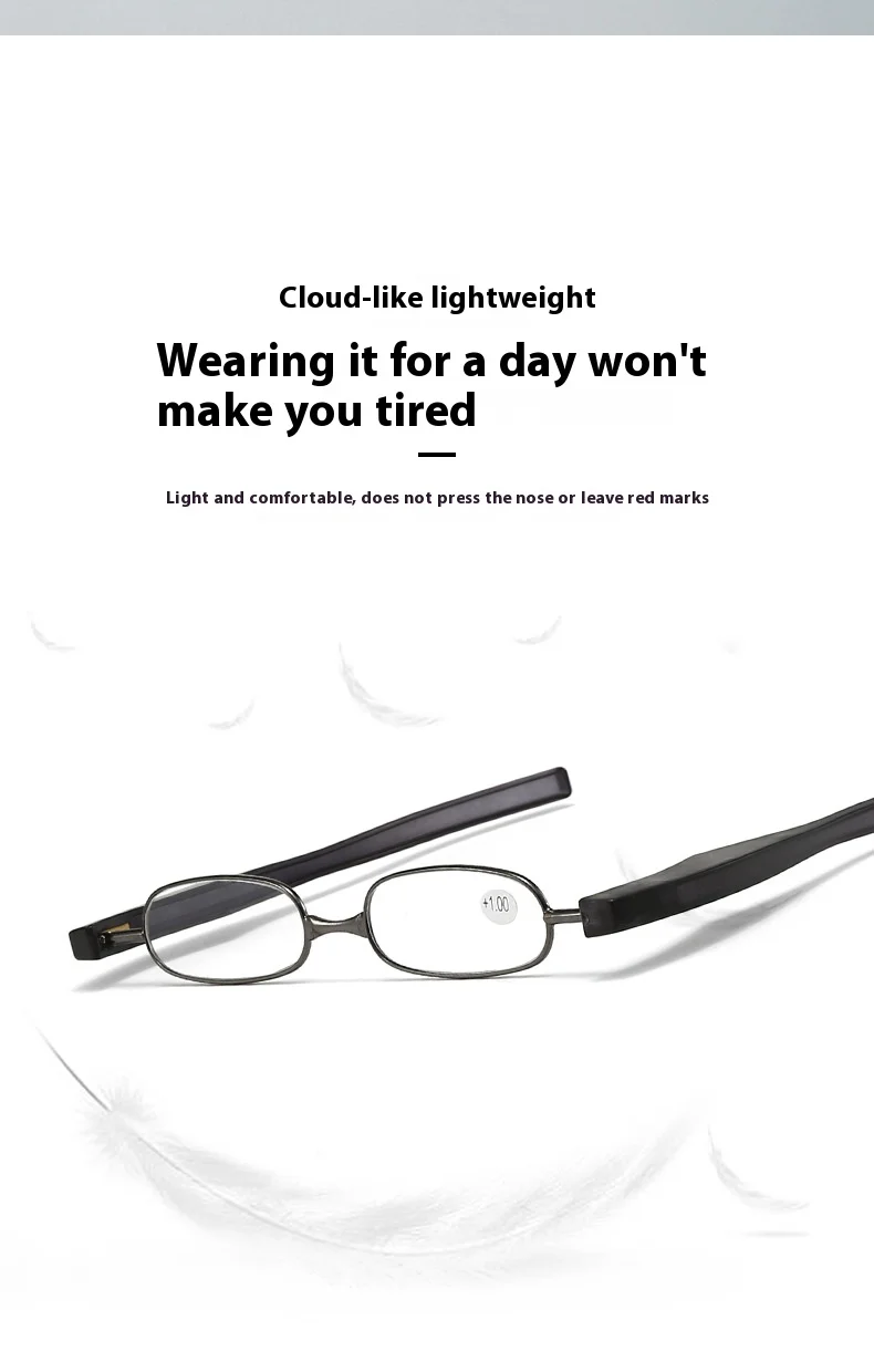 360 ° Rotierende, faltbare und tragbare Lesebrille, ultraleichte Lesebrille für Menschen mittleren Alters und ältere Menschen, 1,0 bis 4,0 – Detail 2