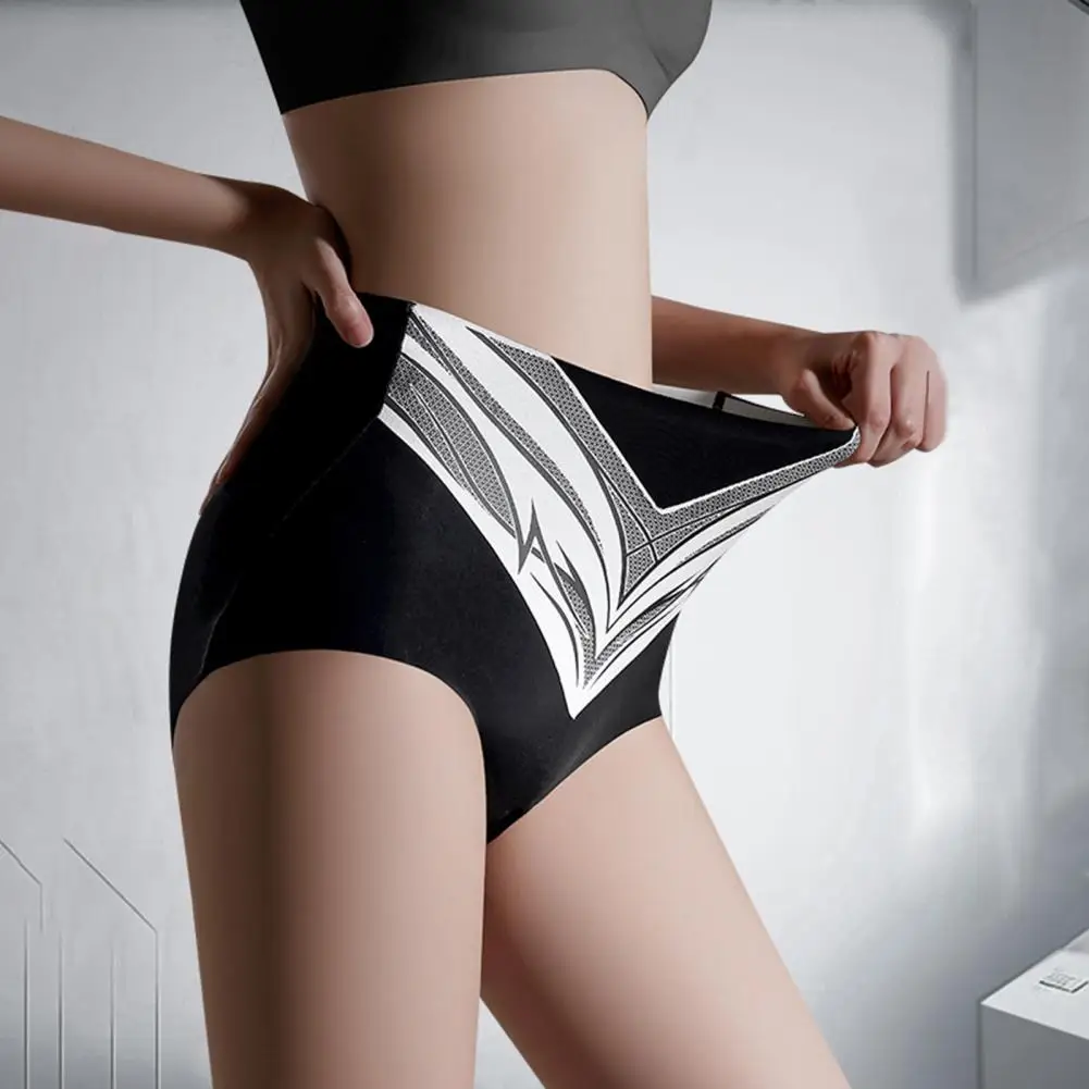 High Waist Underpants Slimming Tummy Control Seamless Elastic Briefs Good Breathability Female Underwear for Daily Wear Sport