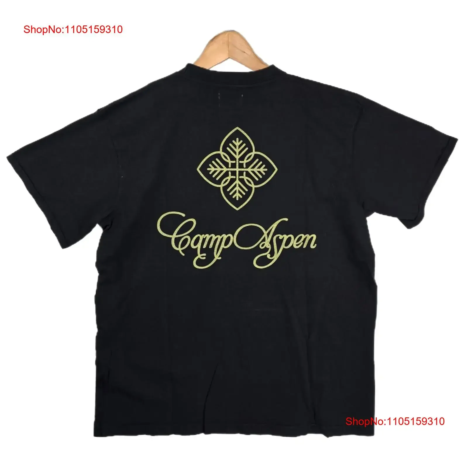 تي شيرت رجالي من Camp Aspen Snow Leaf مقاس كبير أسود NWT ملابس الشارع الشهير عتيقة مغسولة ومتعددة الاستخدامات للارتداء اليومي أنيق