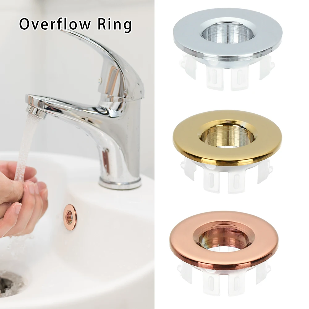 Bathroom Sink Overflow Covers Trim Ring Cap Round Ring Basin Insert Replacement Useful Sink Hole Cover Tub Drain Stopper