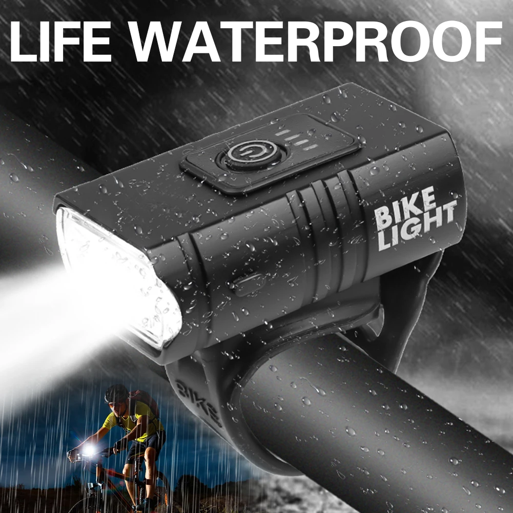 LED إضاءة دراجة هوائية 10 واط 800LM 6 طرق USB قابلة للشحن عرض الطاقة الجبلية الطريق الدراجة الجبهة مصباح معدات ركوب الدراجات