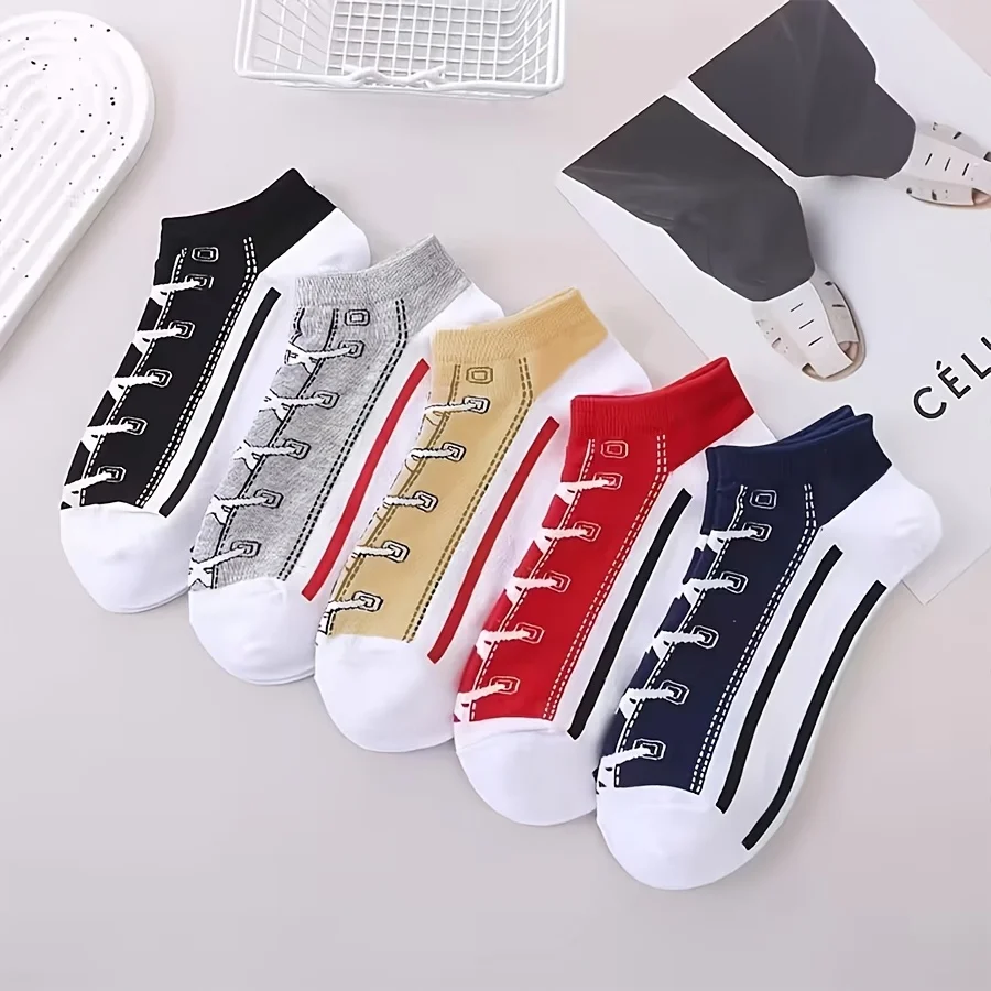 5 Pares de Calcetines Deportivos Invisibles para Hombre, de Algodón Fino, Transpirables, Absorbentes del Sudor y Resistentes al Olor, para Verano