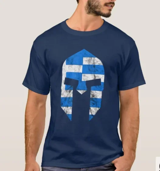 Greece Gladiator Greek Flag Spartan Helmet Sparta Warriors T-Shirt. Summer Cotton Short Sleeve O-Neck Mens T Shirt New S-3XL