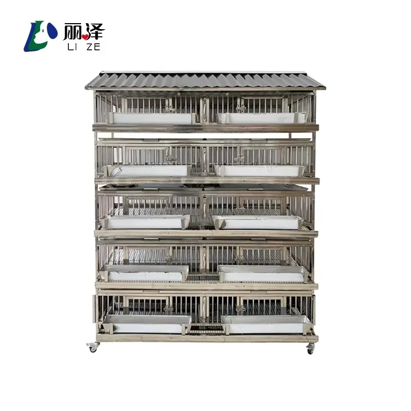 2026 Multi-layer Pigeon Cage Folding Pigeon Cage for Birds Sustainable Button Stainless Steel Custom with Roof