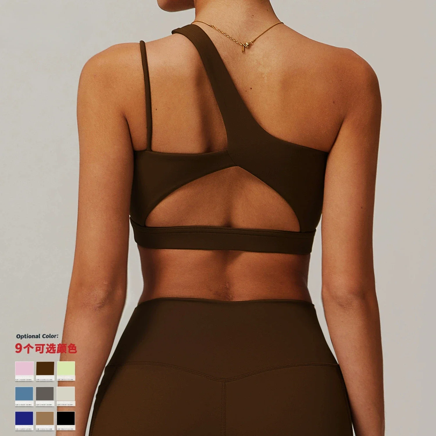 Sexy One Shoulder Sports Bra Women High Support Impact Open Back Yoga Underwear Slim Fit Gym Fitness Vest With Pads Tank Tops
