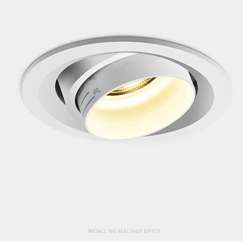 Zoom embedded dimmable recessed downlight 15-60 degrees COB 7W 12W 15W 20W Spotlight Background wall LED indoor lighting