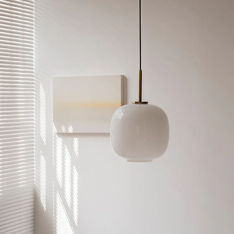 

Danish Spherical Glass Pendant Lights Led Restaurant Bar Counter Cafe Headboard Bedroom Study Designer Minimalist Hanging Lamps