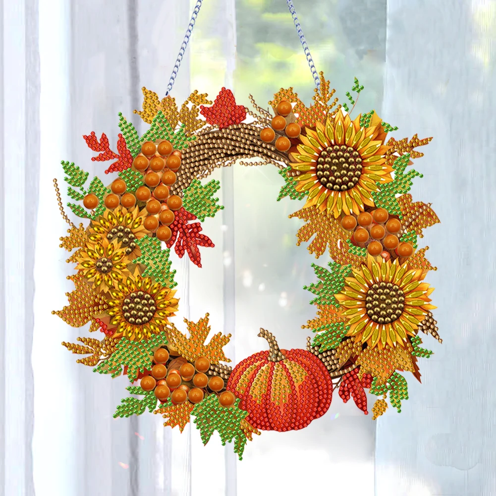 

Special Shaped Diamond Art Painting Garland Christmas Crystal Painting Wreath Spot Drill Garland for Home Window Door Decor Gift