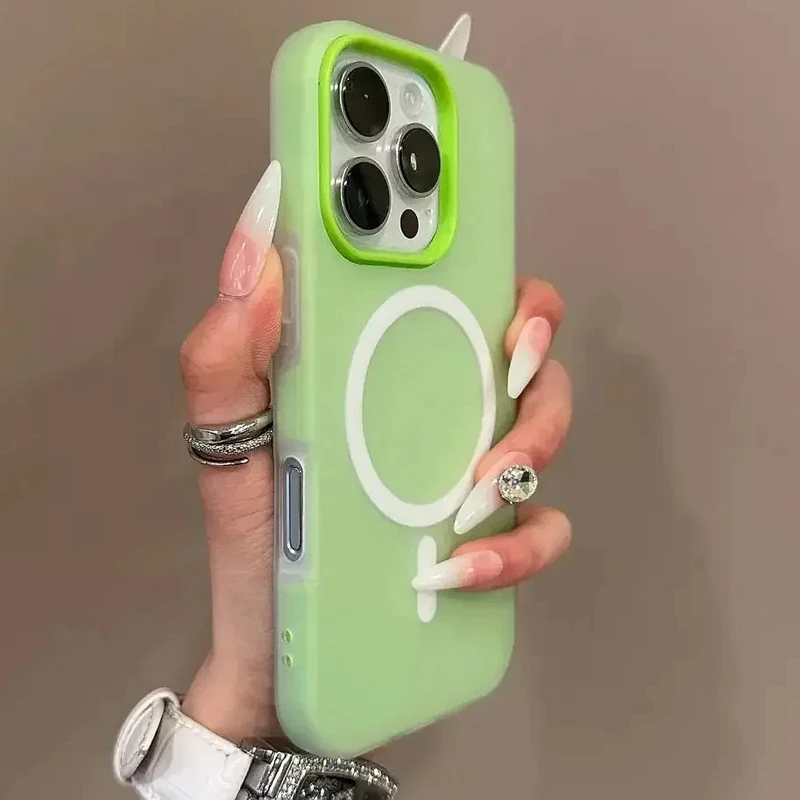 Luxury Candy Wireless Charge Matte Phone Case For iPhone 11 12 13 14 15 16 17 Pro Max Plus Air Magnetic Bumper Cover