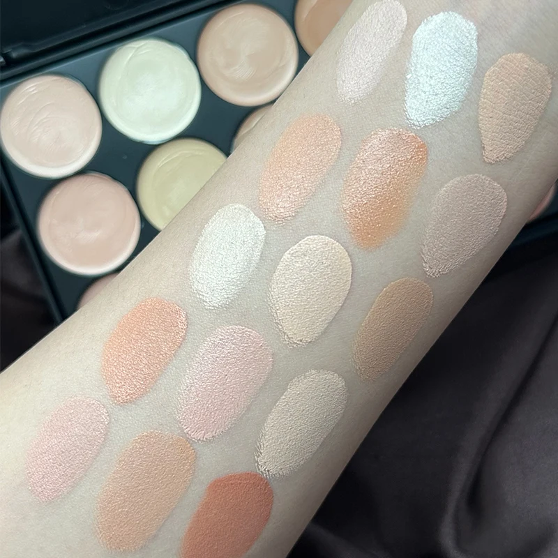 كريم مموه لخافي عيوب الوجه بـ 15 لونًا، مقاوم للماء لتغطية عيوب الوجه والهالات السوداء والنمش والندبات مع تفتيح #3