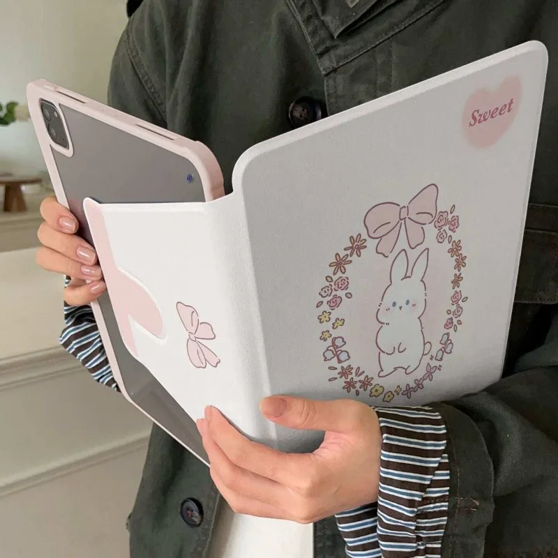 Simple Rabbit 360 Degree Rotating Flip Book Case for Samsung Galaxy Tab S10 Lite Tab S7 S8 S9 S11 11 S10 S9 S7 12.4 Inch A7 Lite