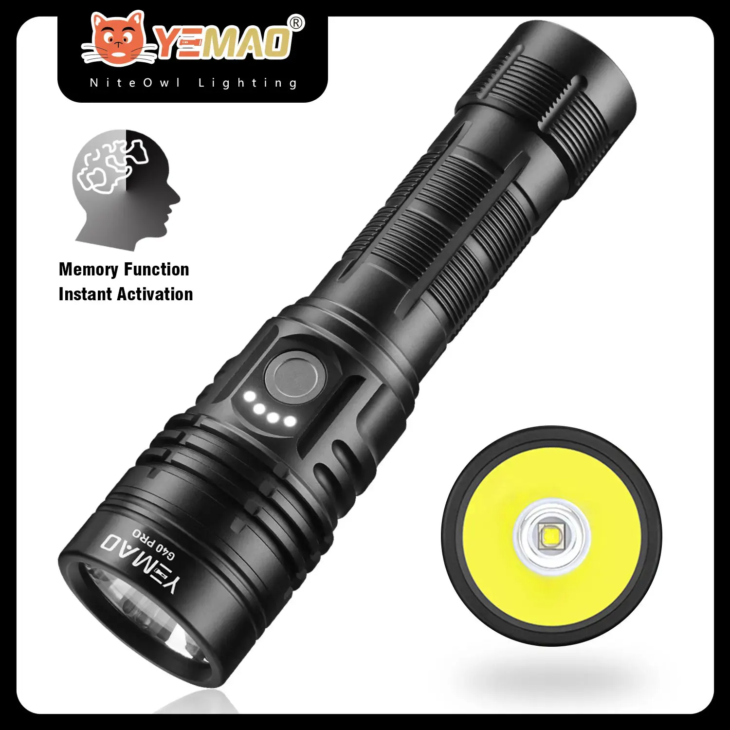 

YEMAO G40pro 2000Lms Tactical Flashlight SST40 LED Flashlights Rechargeable 21700 Battery Throw 580M Emergency Searching Torch