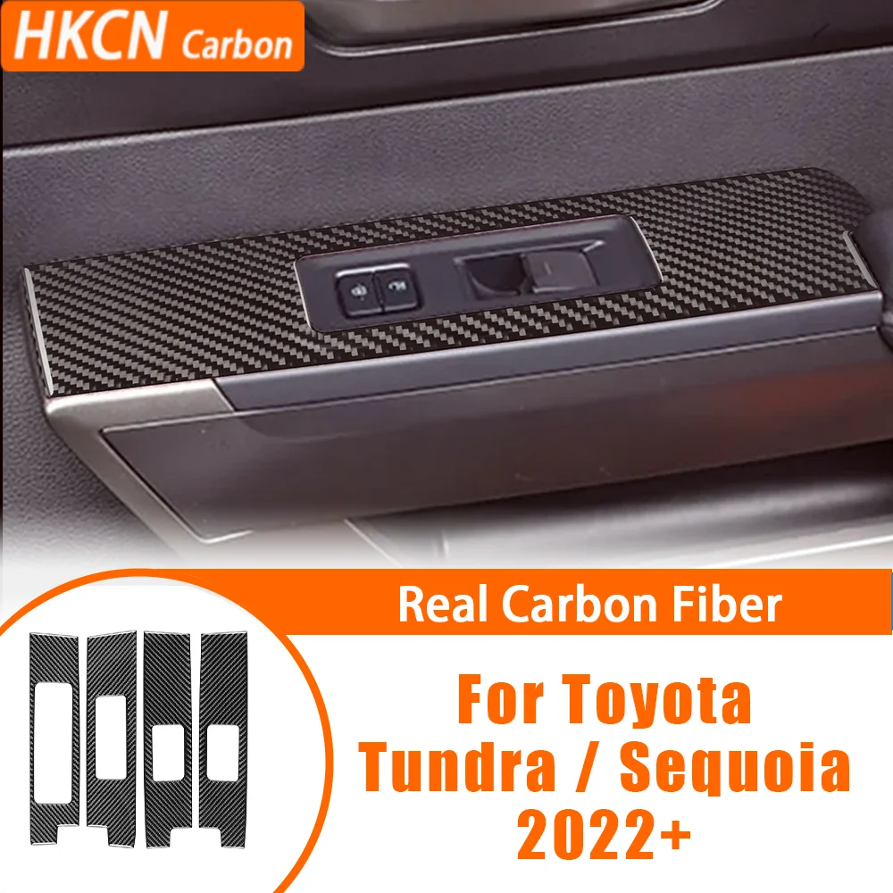 

For Toyota Tundra Sequoia 2022+ Car Accessories Carbon Fiber Center Widnow Lifting Panel Interior Cover Trim Modified Sticker