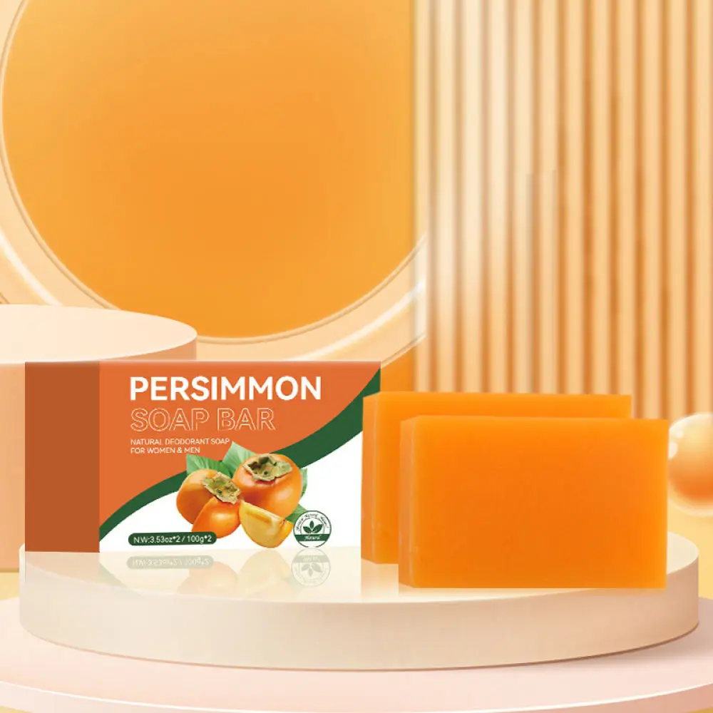 Premium Persimmon Handmade Soap Natural Body Cleansing Bar Odor Neutralizer Bathing Supply Fresh Fruit Fragrance Skin Care