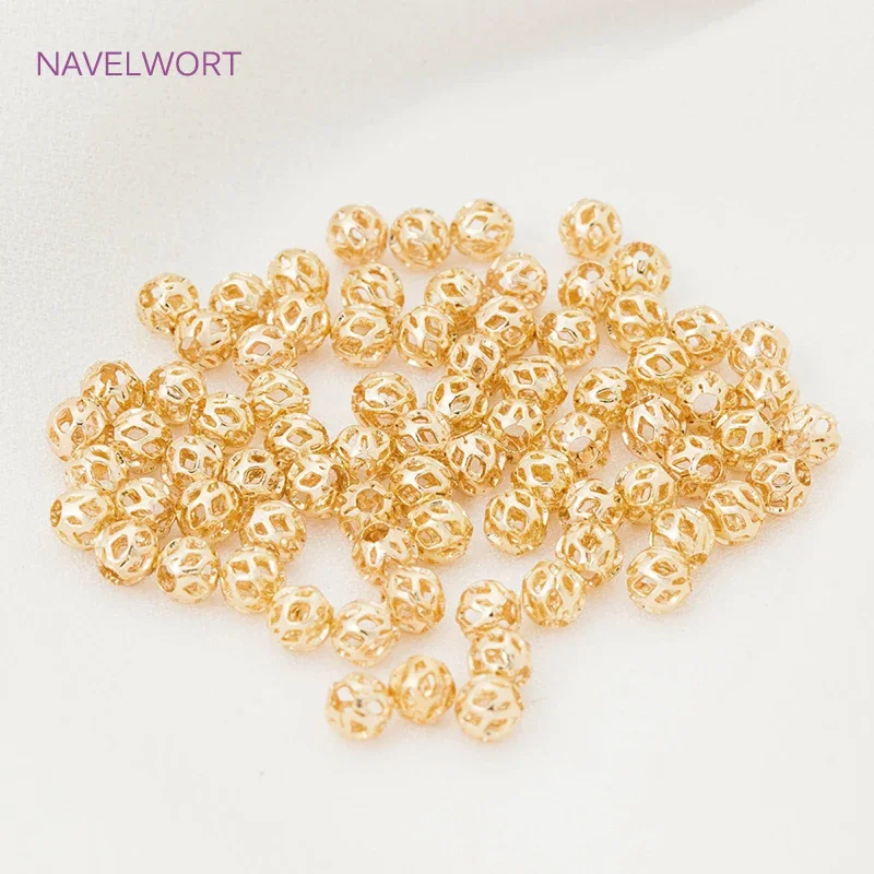 18K Gold Plated Hollow Ball Beads 4mm/6mm/8mm Sizes DIY Jewellery Bracelet Necklace Making Accessories