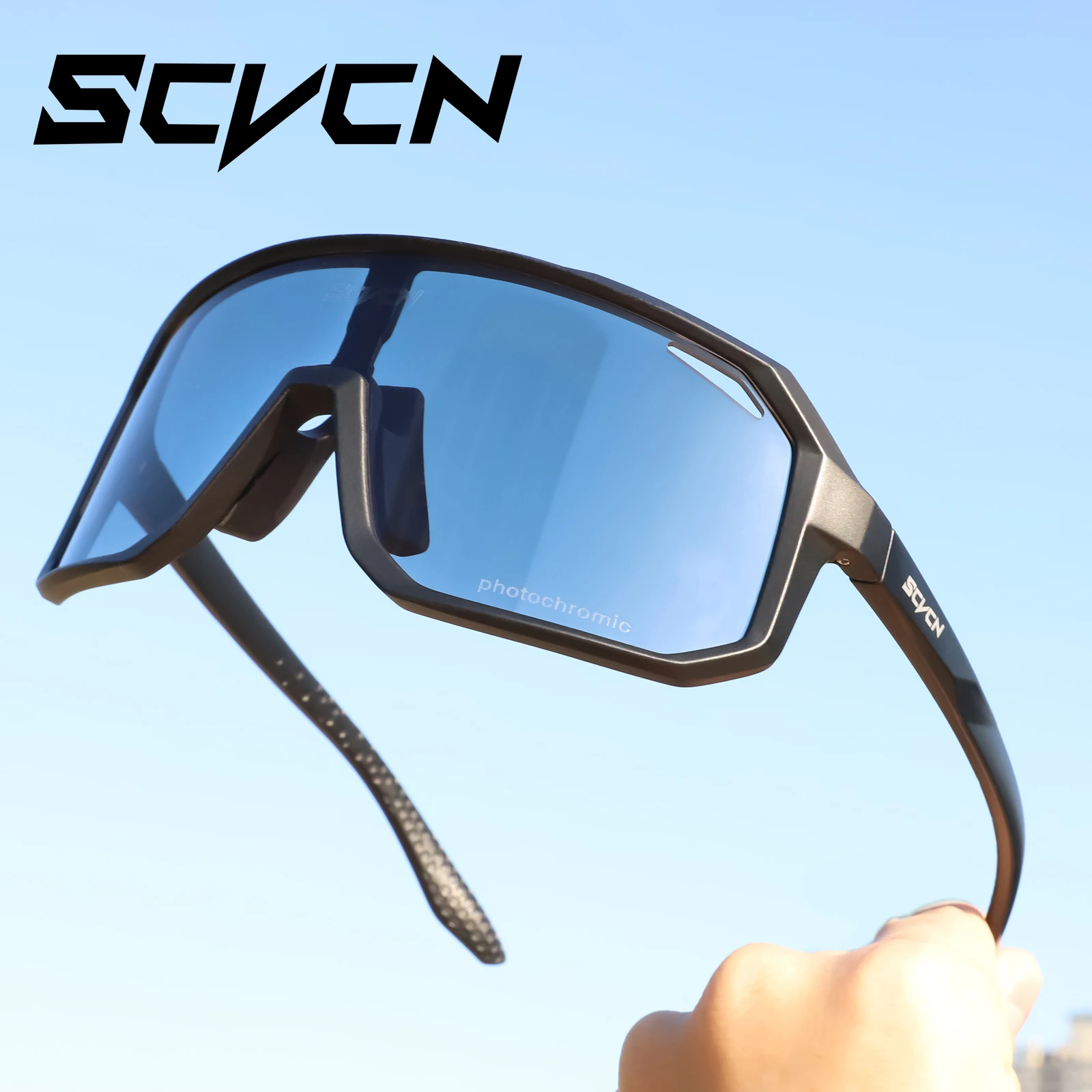 2 Packs Photochromic Riding Cycling Sunglasses Mtb Cycling Glasses Goggles Bicycle Mountain Bike Men\'s Women Sport Eyewear