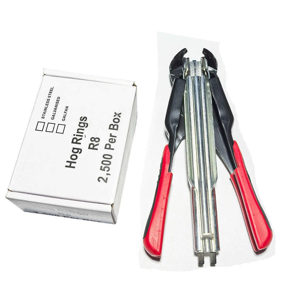 

Плоскогубцы для свиных колец R8 с 2500 шт. оцинкованными стальными кольцами для свиней для автоматической подачи забора, крепежные плоскогубцы, гвоздезабиватель для птичьей клетки