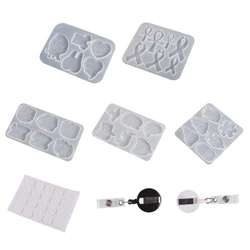 Silicone Badge Reels Resin Mold for Epoxy Resin Casting DIY Crafts Badge Holder Making Set Badge Reels Retractable Clips