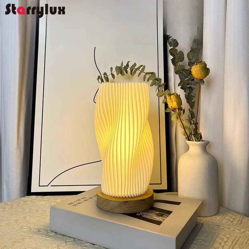 

Nordic Japanese Bedside Table Lamp Romantic Wedding Room Decor Simple Ambient Night Light USB Charging Portable