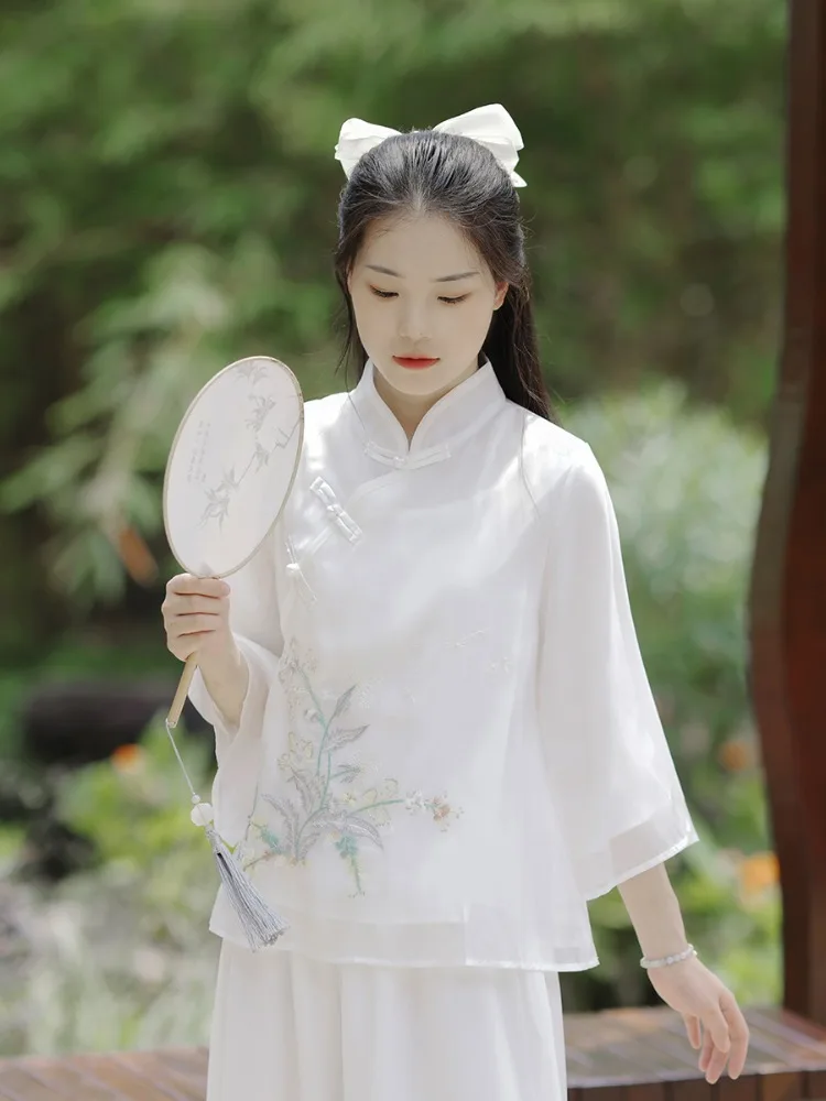 

New Chinese-style Retro Women's Traditional Clothing Improved Tang Suit Embroidered Top for Women Elegant Hanfu National Style