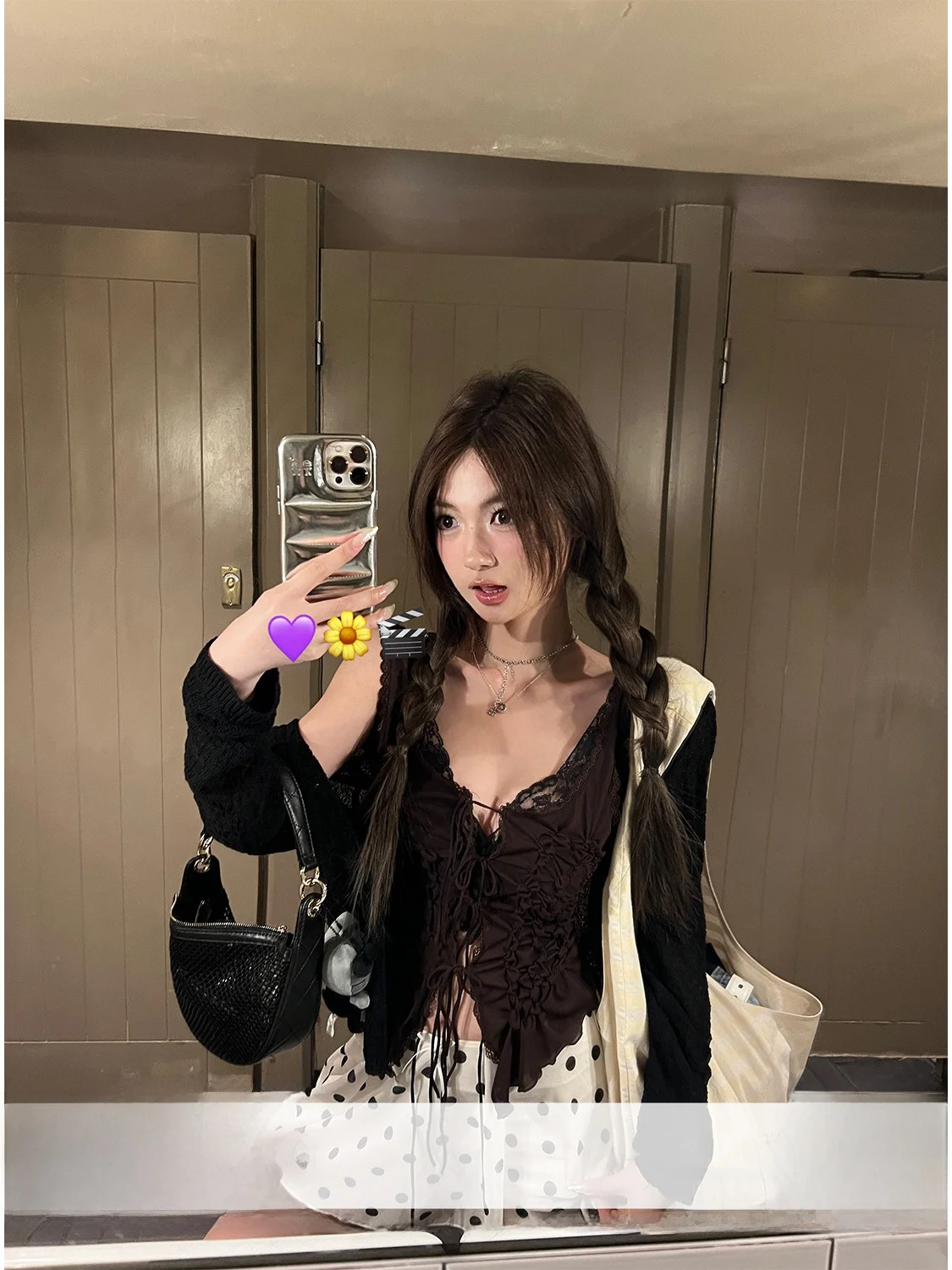 

Xinlei Lin Lace Knot Decorated Slim Fit Svel ter Top Women's Sweet Sle Cotton Summer High Elastici Cit...