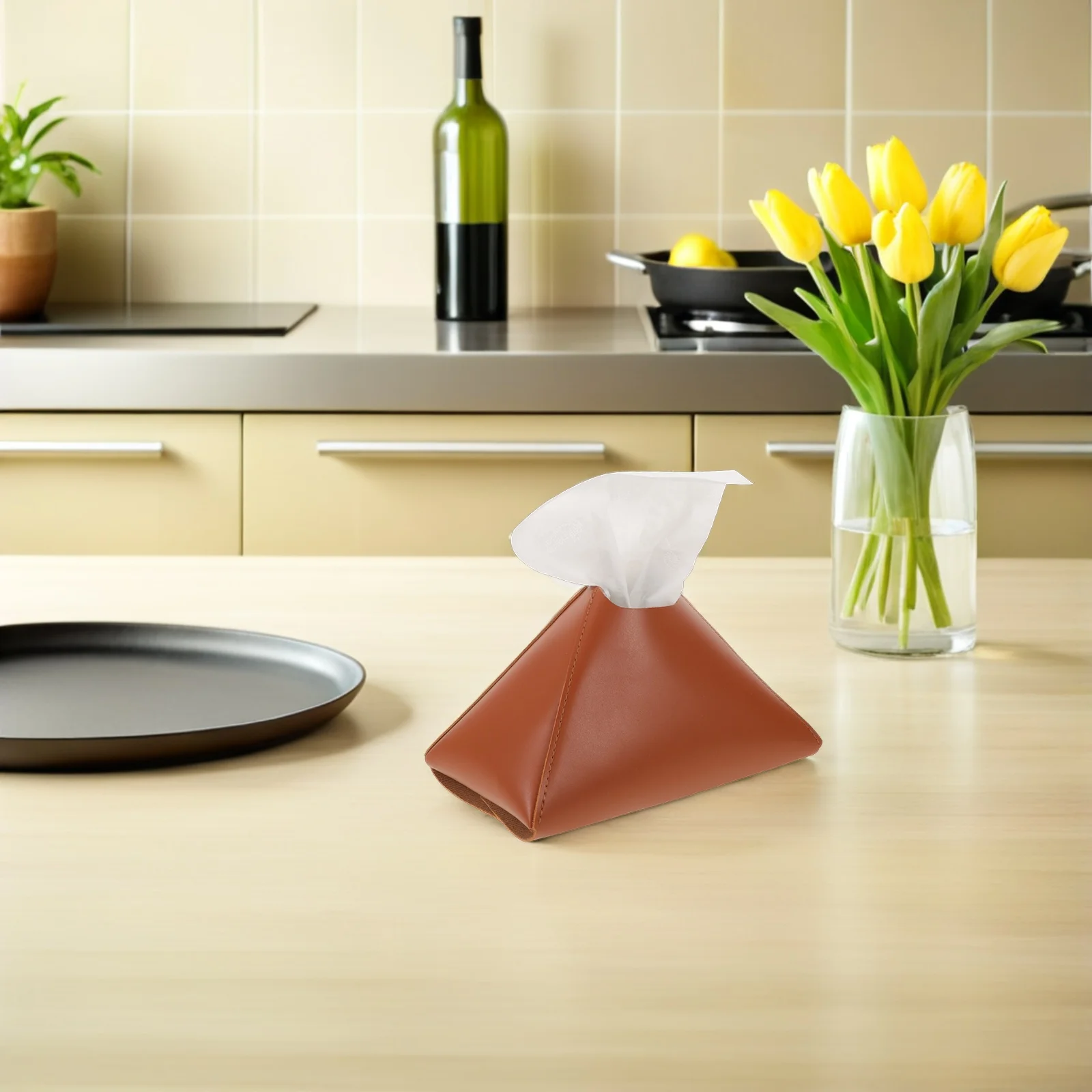 

Modern Tissue Box Holder Pu Napkin Organizer For Bathroom Office Desk Nightstand Car Tabletop Tissue Dispenser