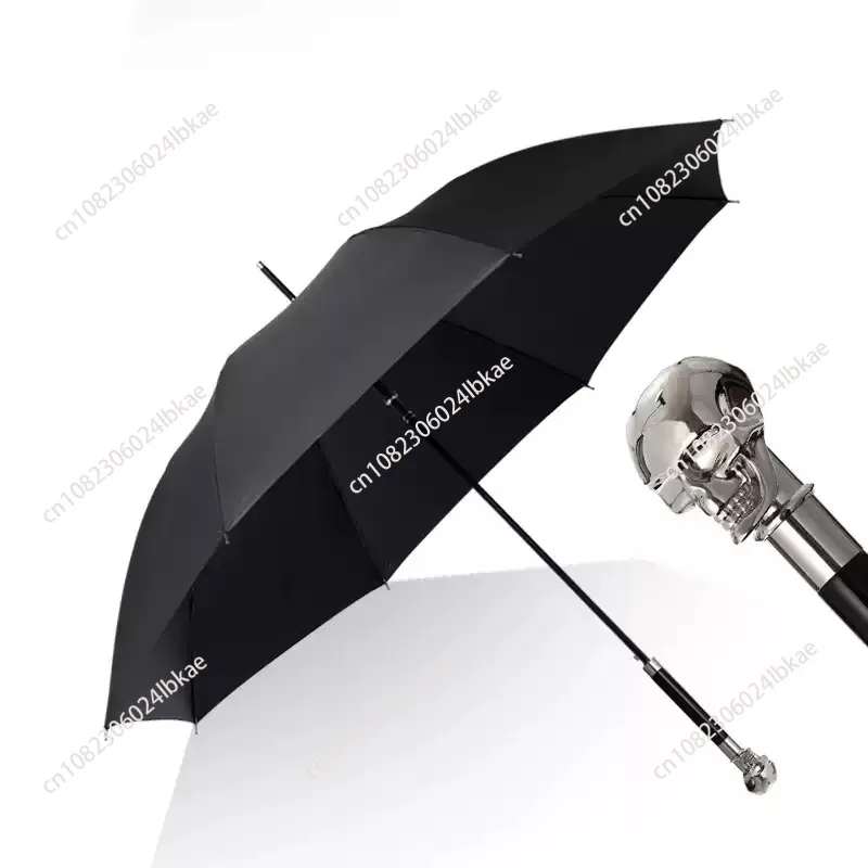 

Retro style light luxury umbrella long handle gentleman double automatic sun umbrella pure black sunscreen umbrella integrated