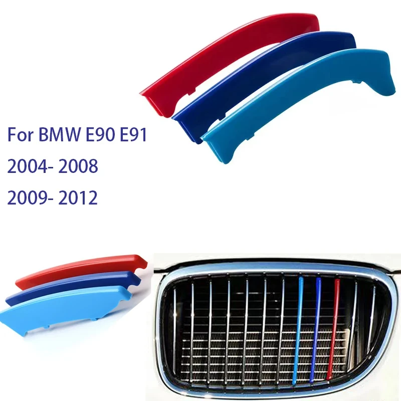 

Car Front Grille Trim Strips for BMW 3 Series E90 E91 2004 - 2012 M Motorsport Stickers Three Color Grille Decoration Accessory