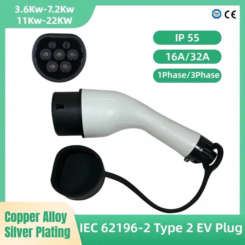 

Type 2 EVSE Female Electric Vehicle Charger Plug IEC 62196 Converter 16A 32A for Electric Car Charging Stations