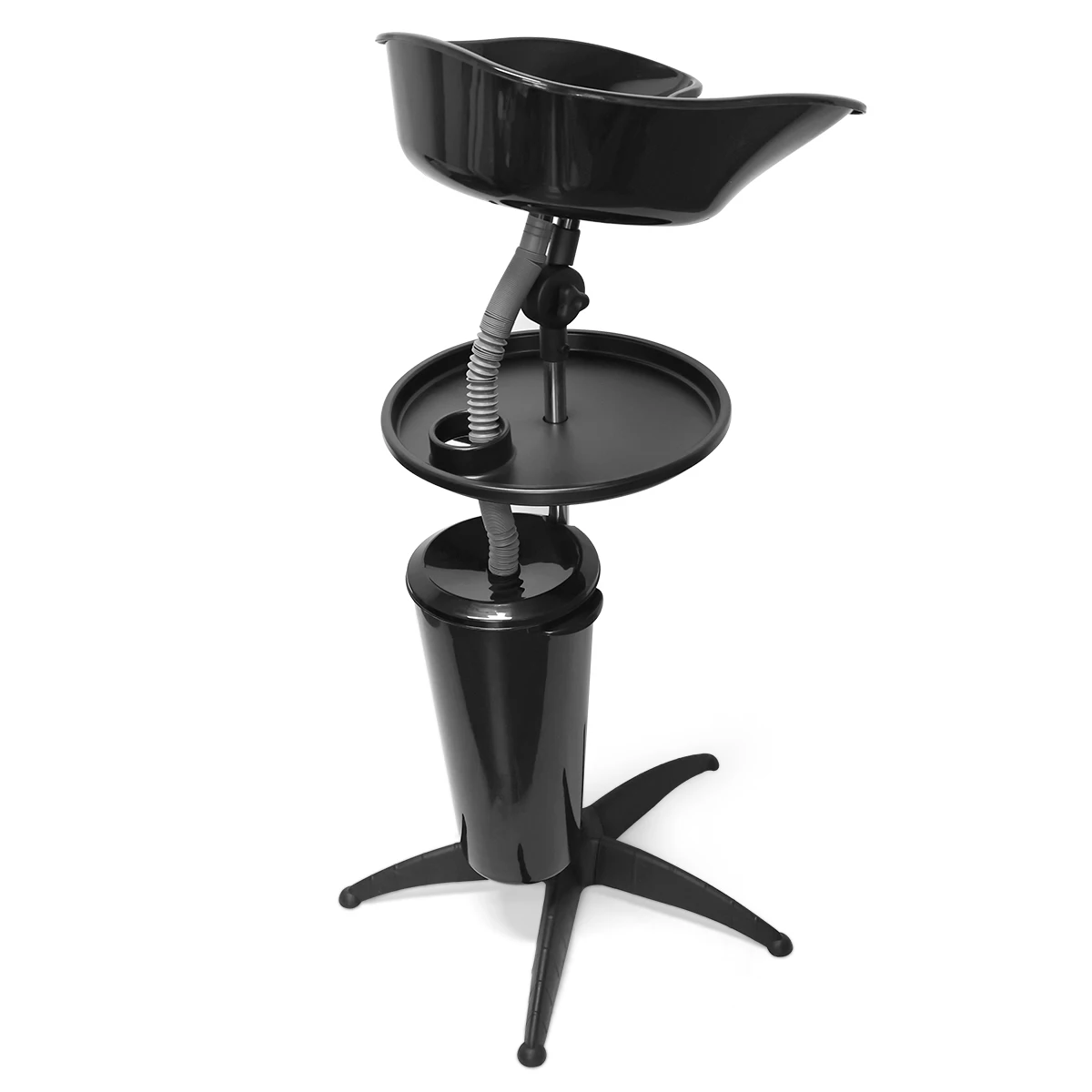 Salon Barbershop Mobile Shampoo Basin Sink Adjustable Height with Drain & Stainless Steel Pipe Support Barber Accessories
