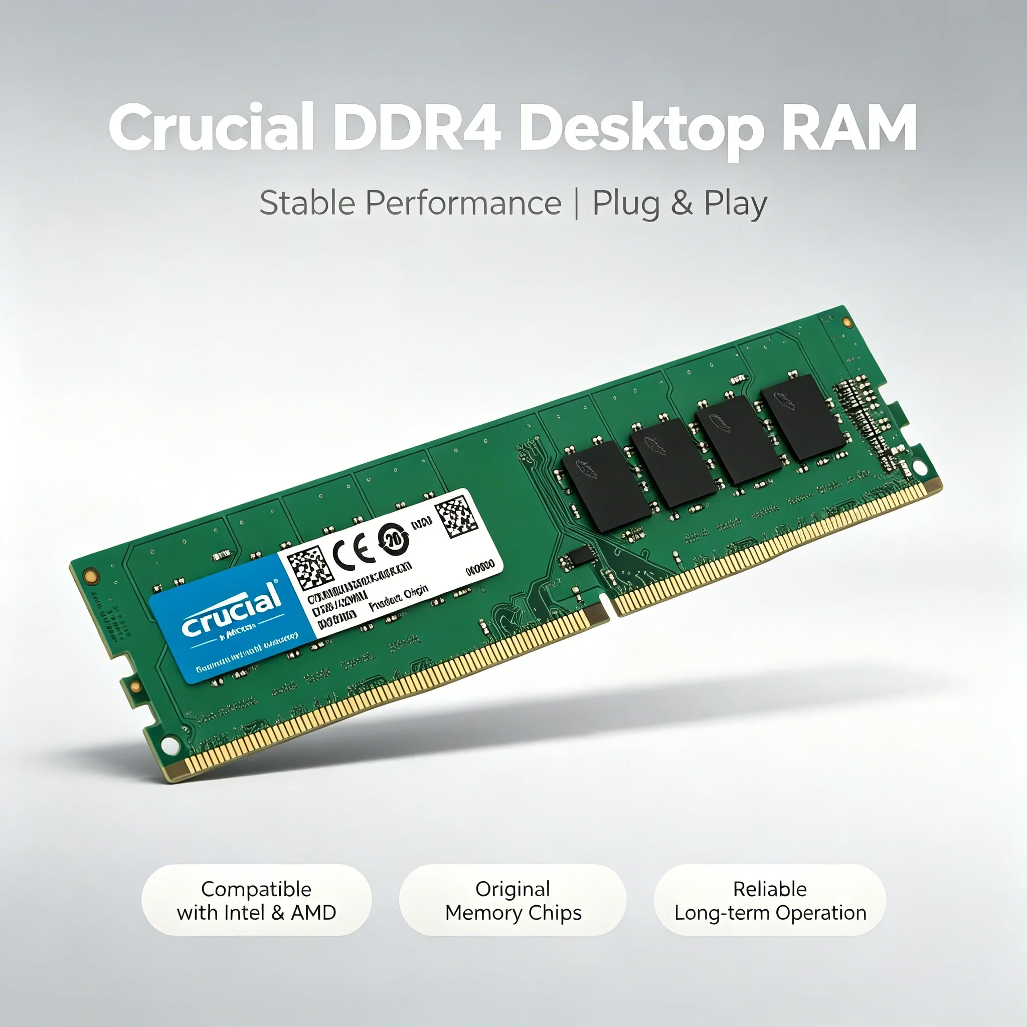 Crucial DDR4 8GB 3200MHz Desktop RAM 288-Pin 1.2V PC4-25600 UDIMM Non-ECC Memory for Intel AMD Gaming PC