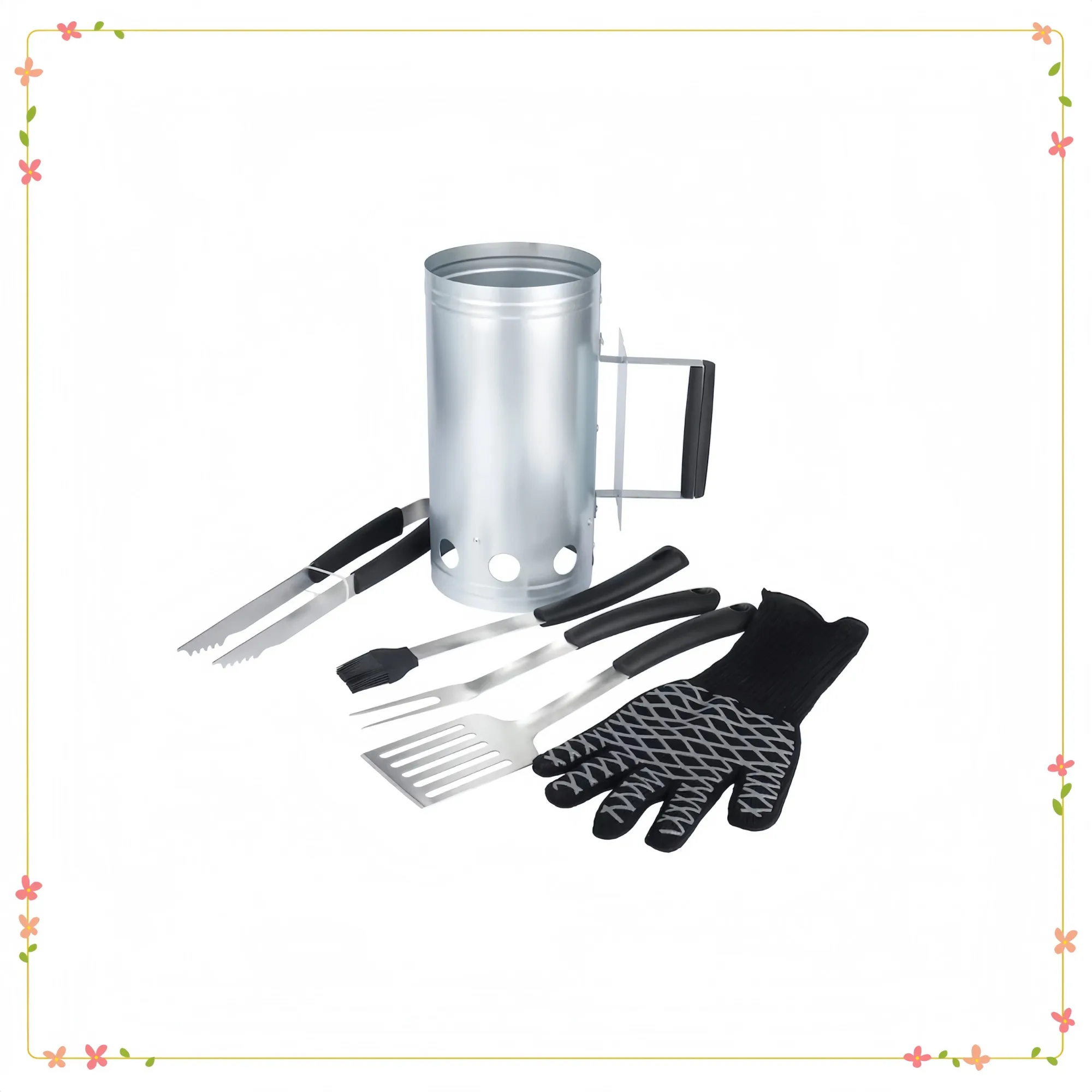6pc Value Set with Spatula, Basting Brush, BBQ Fork, Tongs and Heat Resistant Glove
