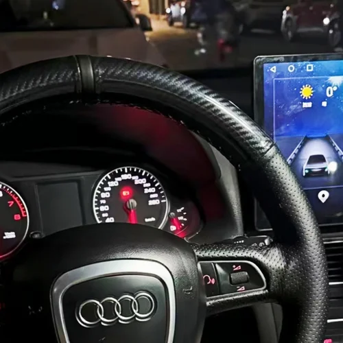 Imagen 2 del producto Accesorios personalizados para volante de coche, costura a mano, cuero genuino de fibra de carbono para Audi A3 8V Sportback A4 B8