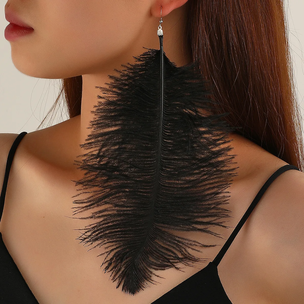 Long Black Feather Earrings for Women Fashion Jewelry Wedding Party Fairy Tassel Earrings Autumn Winter Designer Earrings