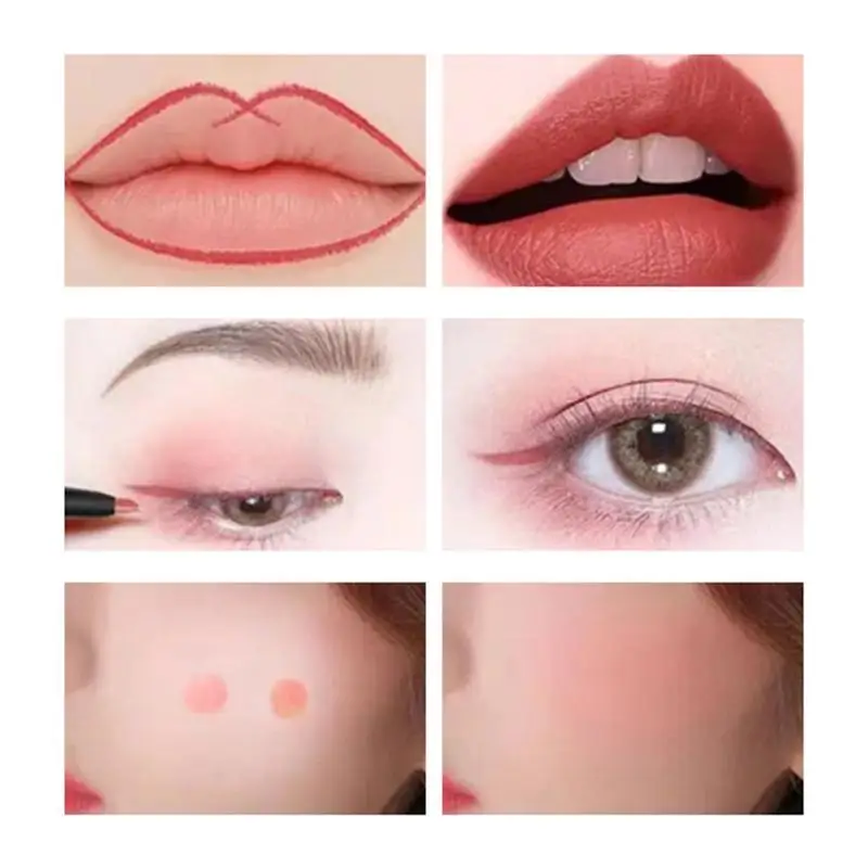 قلم تحديد الشفاه برأسين قلم أحمر الشفاه يدوم طويلاً غير لاصق مقاوم للماء قلم تحديد الشفاه المخملي مع فرشاة مستحضرات التجميل والمكياج