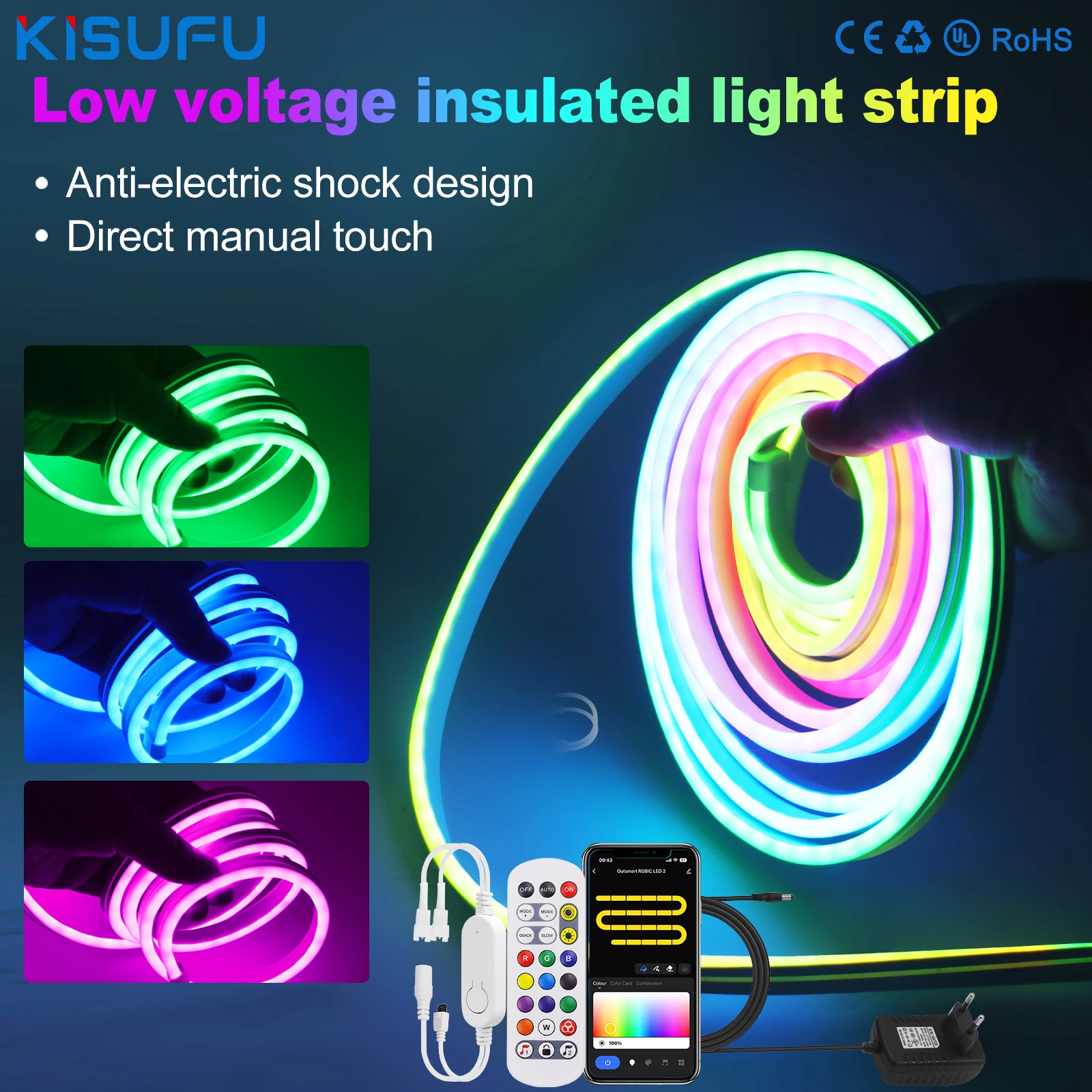 

RGB WS2811 LED Neon Strip Light Waterproof Rainbow Neon Rope Light 12/24V 84LEDs/M Flex Silicone Tube Addressable Pixel Stripe