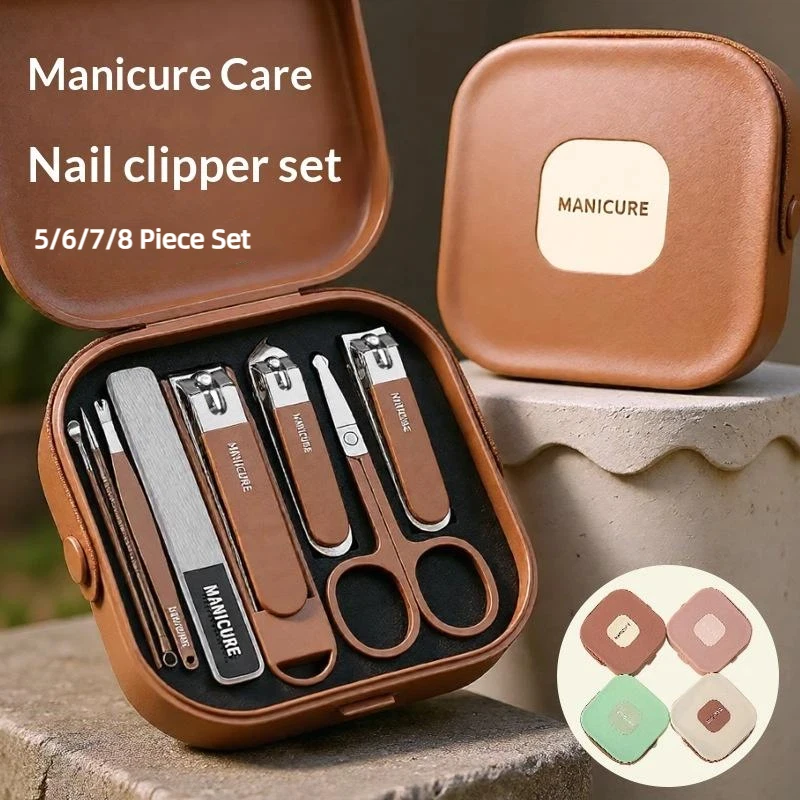 *Anti Splash Nail Clipper Manicure Pedicure Set 5/6/7/8 Pcs Portable Durable Nail Scissors for Personal Nail Grooming