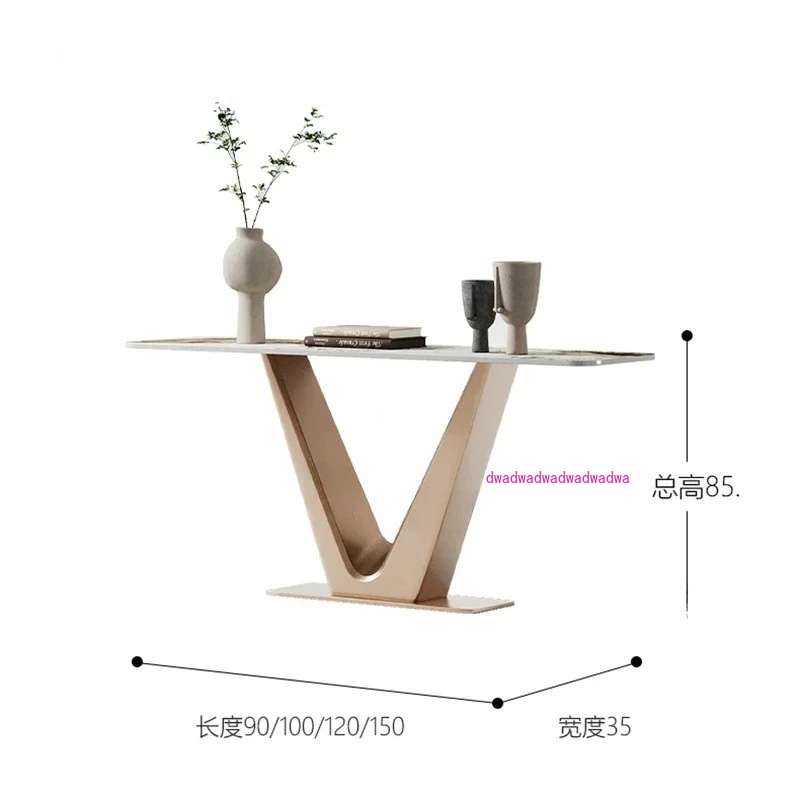 

Stainless Steel Entrance Console Tables Italian Home Furniture Light Luxury Living Room Porch Table with Lamp Modern Slate Table