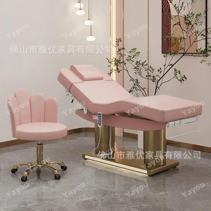 Golden Electric Beauty Bed, Micro Surgery Bed, Beauty Salon, Heated Massage Bed, Injection Bed