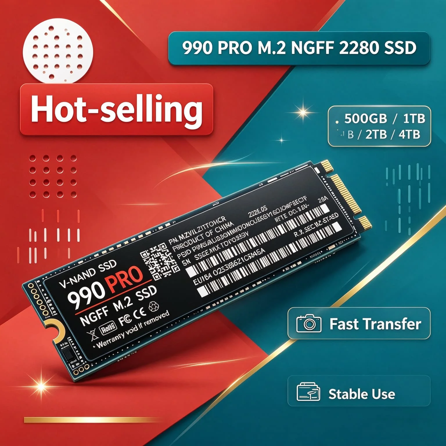990PRO NGFF SSD 500GB 1TB 2TB 4TB M2 SATA3 Inside Solid State Drive PC Drive Laptop Desktop Computer Internal Fast Hard Disk