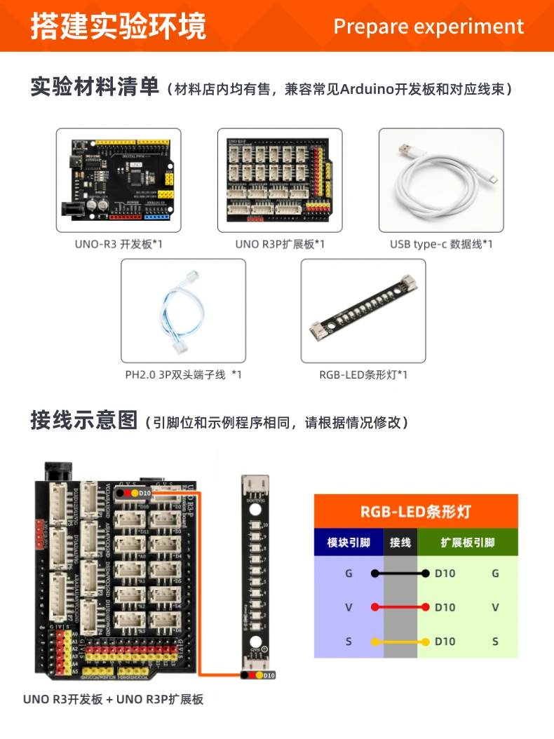 아두이노 호환 레고 빌딩 블록용 RGB LED 스트립 모듈, 탠덤 프로그래밍 가능