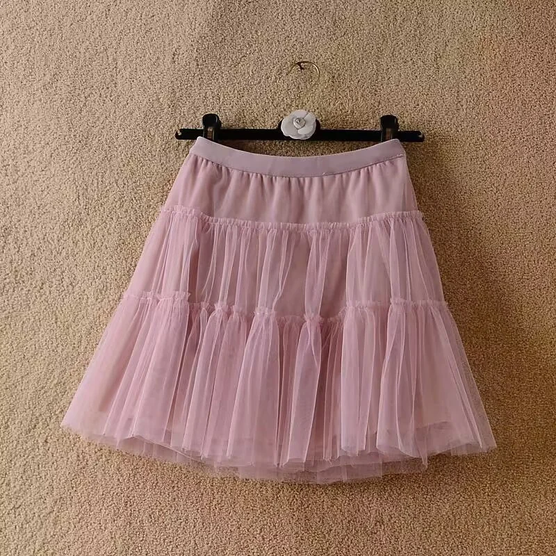 Saia de malha inchado feminino curto elegante tule bege branco preto rosa saia dança tutu saias a linha mujer faldas