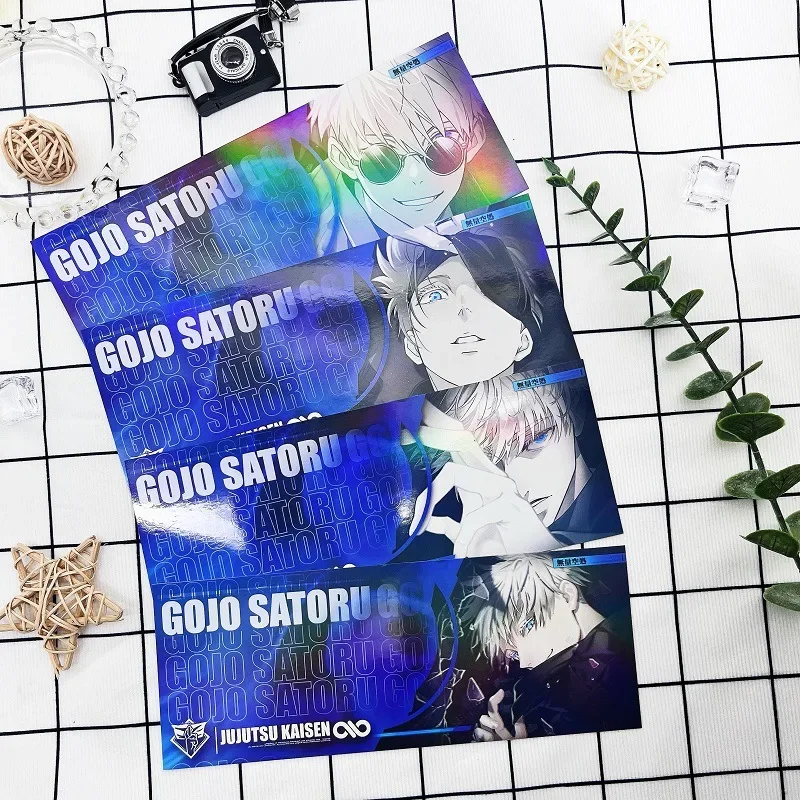 21×8CM Laser Satoru Gojo Sliver Short Hair Bookmark Stationery Set Creative Blue Background Office Supplies Limited Edition