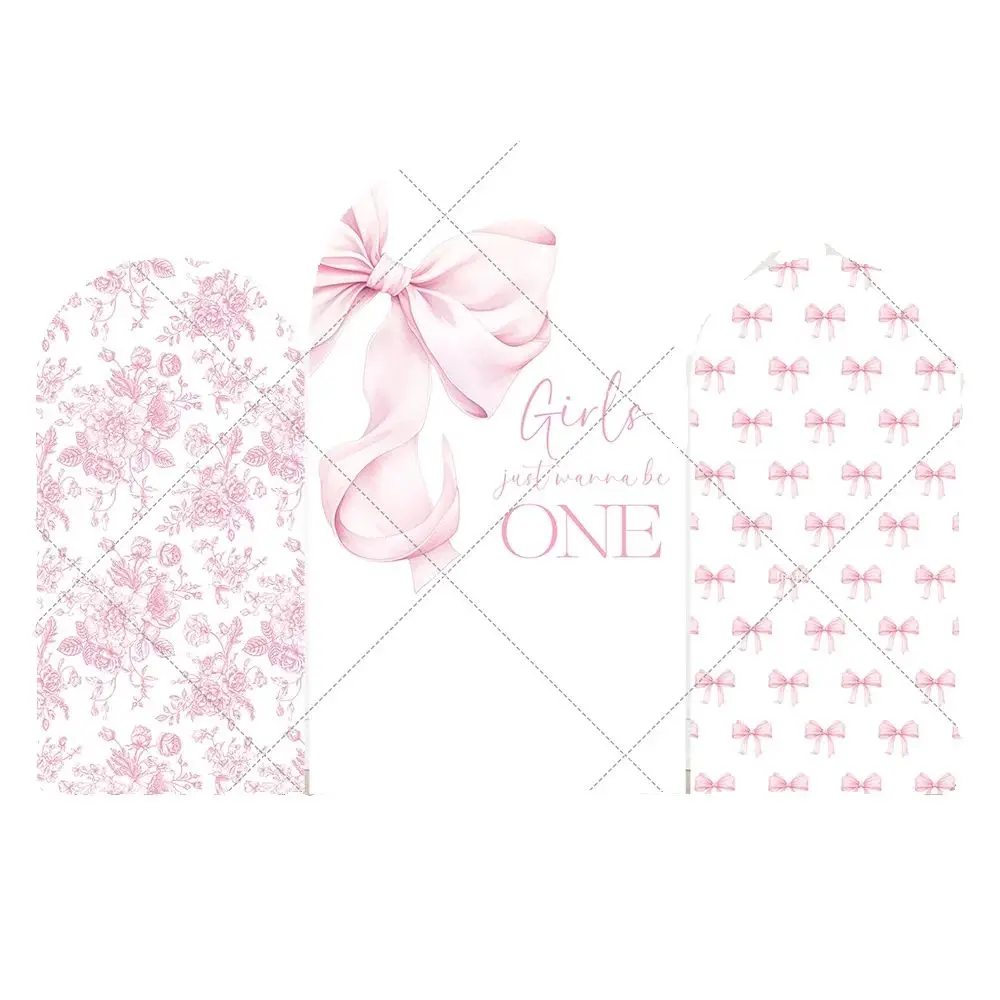 

Pink Florals Baby in Bloom Arch Wall Backdrop Bow Baby Shower Birthday Party Background Chiara Arched Background Banner 2-Sided