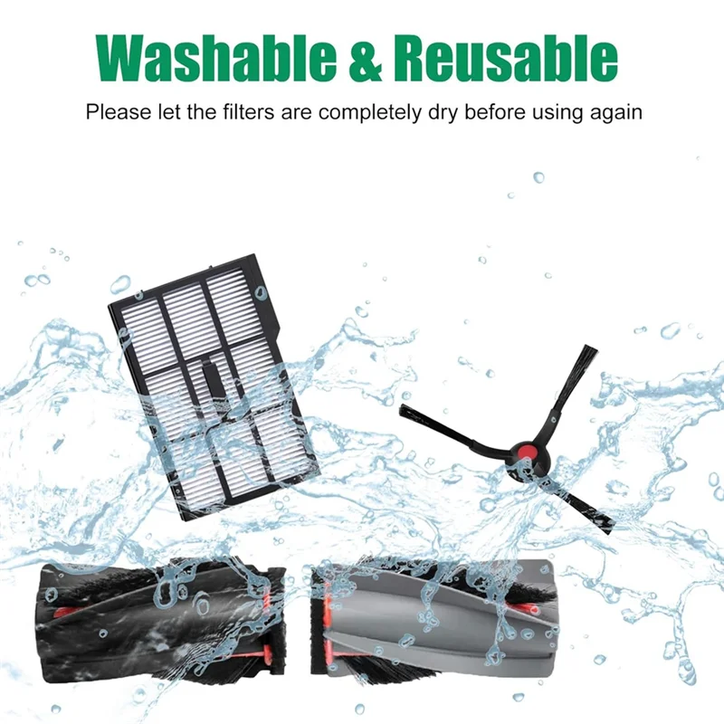 ABWM-Accessory Vacuum Cleaner Replacement Parts Kit For Eufy E25/E28 Omni Robot Including Roller Brush Hepa Filter Side Brush Ra